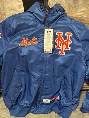 New York Mets Blue Satin Bomber Jacket